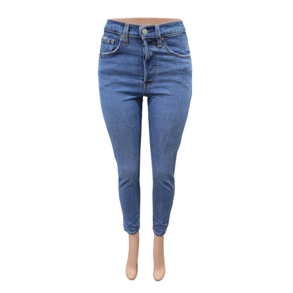 Levi's 501 High Rise Button Fly Rigid Denim Jeans Size 26‎ Blue - Picture 1 of 16
